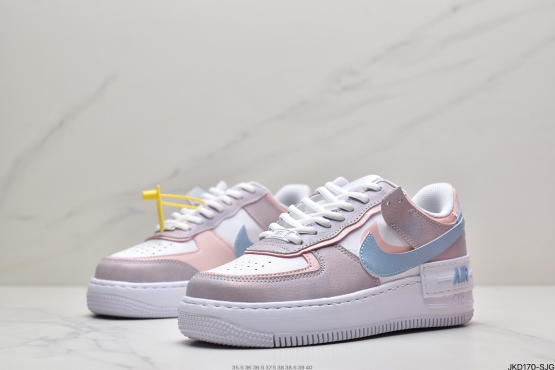 160 耐克Air Force 1 Shadow 轻量增高低帮百搭板鞋”拼接马卡龙” CI0919-100