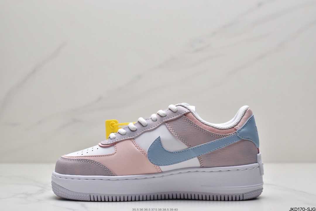 160 耐克Air Force 1 Shadow 轻量增高低帮百搭板鞋”拼接马卡龙” CI0919-100
