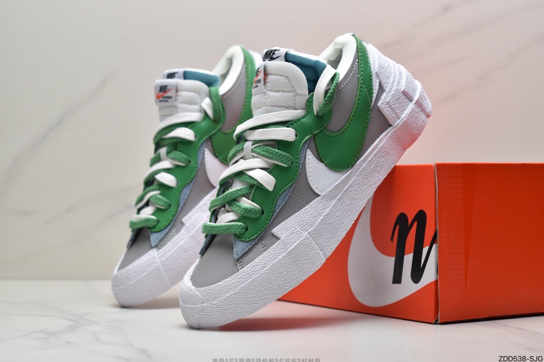230  SACAI x NIKE Blazer Low”Dark Grey”重叠设计前卫开拓者低帮百搭板鞋“碳灰白”DD1877-002