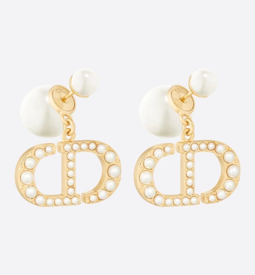 Dior Tribales Earrings Gold-Finish Metal and White Resin Pearls CD Signature 1 Dior Tribales Earrings Gold-Finish Metal and White Resin Pearls CD Signature