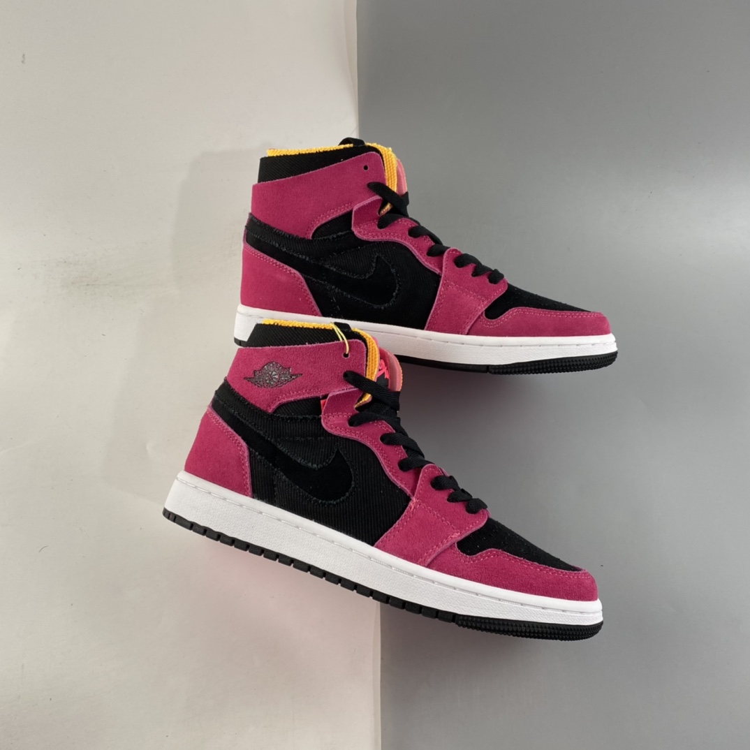 P280  Air Jordan 1 Zoom Air CMFT”Fireberry/Hyper Pink/Black”AJ1乔丹一代中帮篮球鞋“玫粉黑黄”CT0978-601