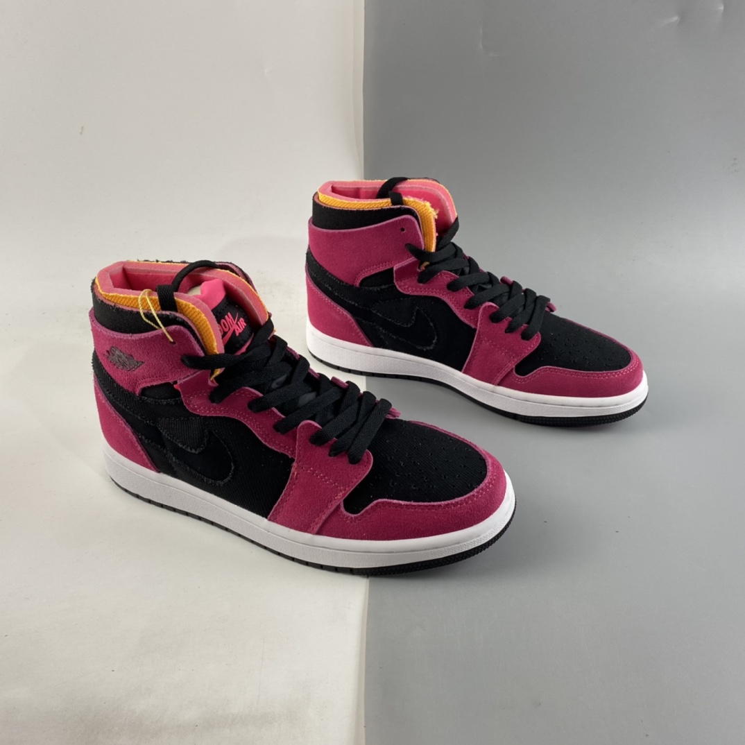 P280  Air Jordan 1 Zoom Air CMFT”Fireberry/Hyper Pink/Black”AJ1乔丹一代中帮篮球鞋“玫粉黑黄”CT0978-601