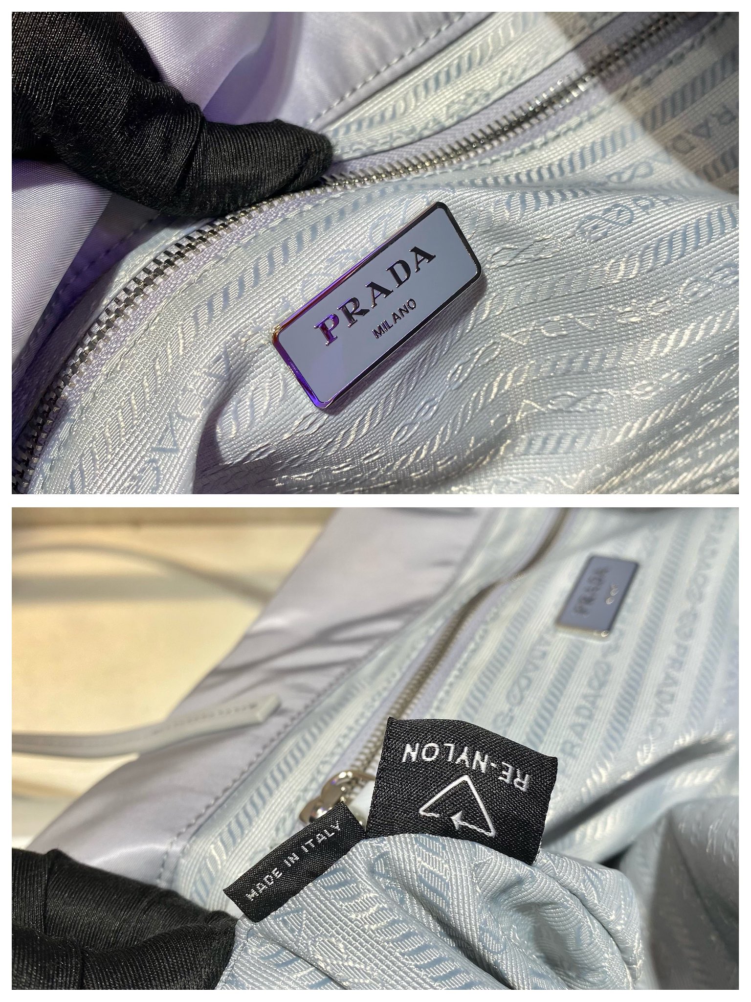 PRADA普拉达再生尼龙面料中号托特包1BG107