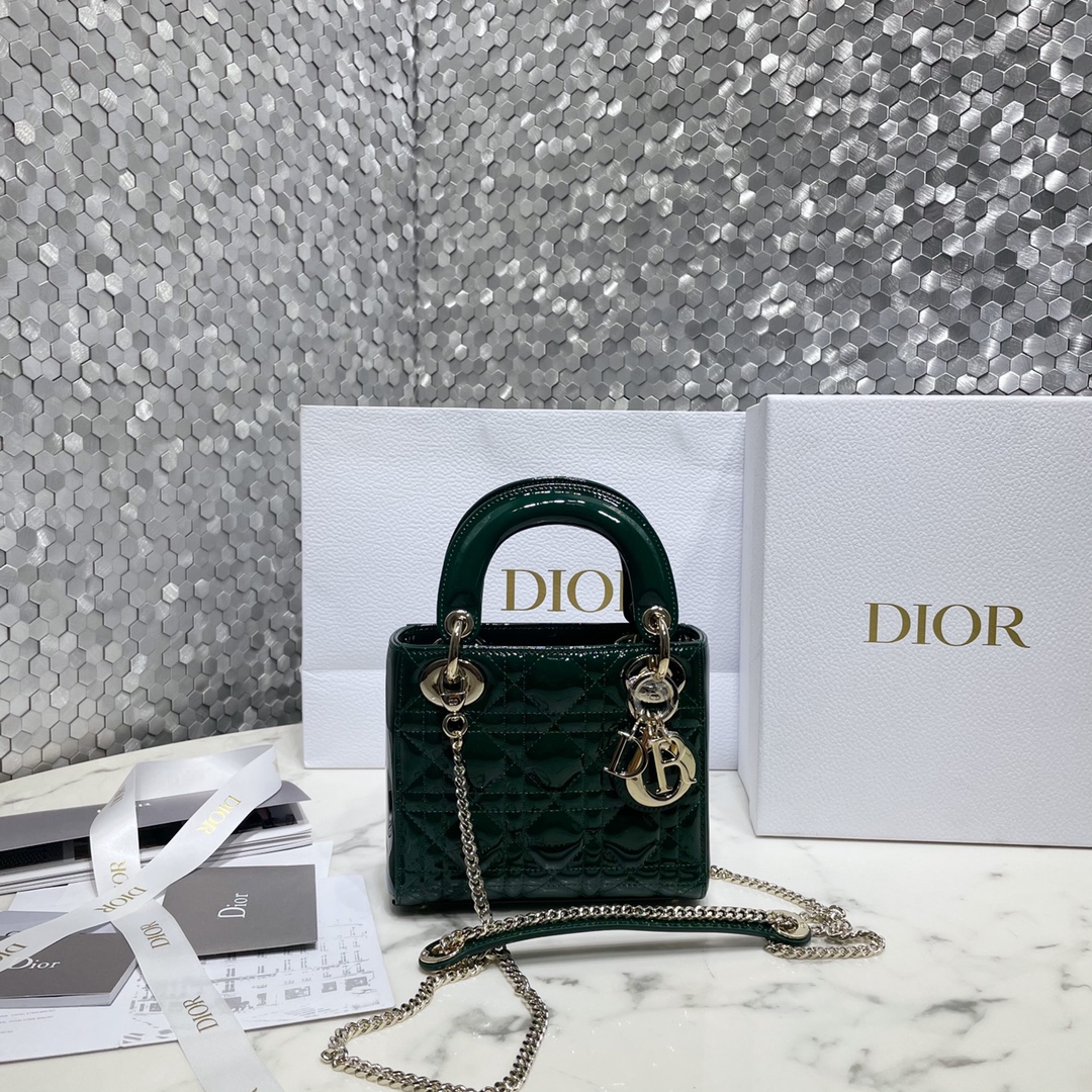 Dior Bags Handbags Sewing Cowhide Patent Leather Lady Chains