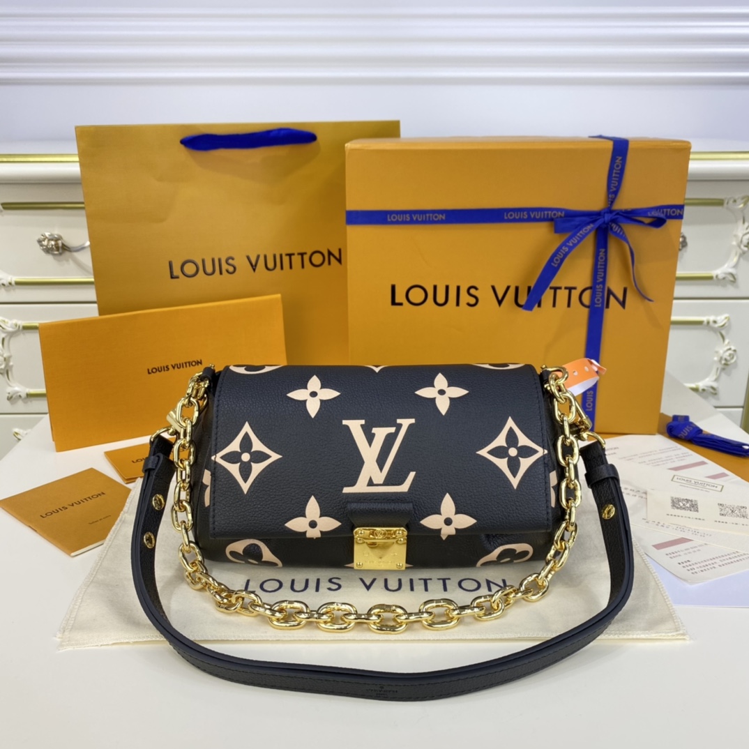 Store
 Louis Vuitton LV Favorite Bags Handbags Black Khaki All Steel Cowhide Chains m45813