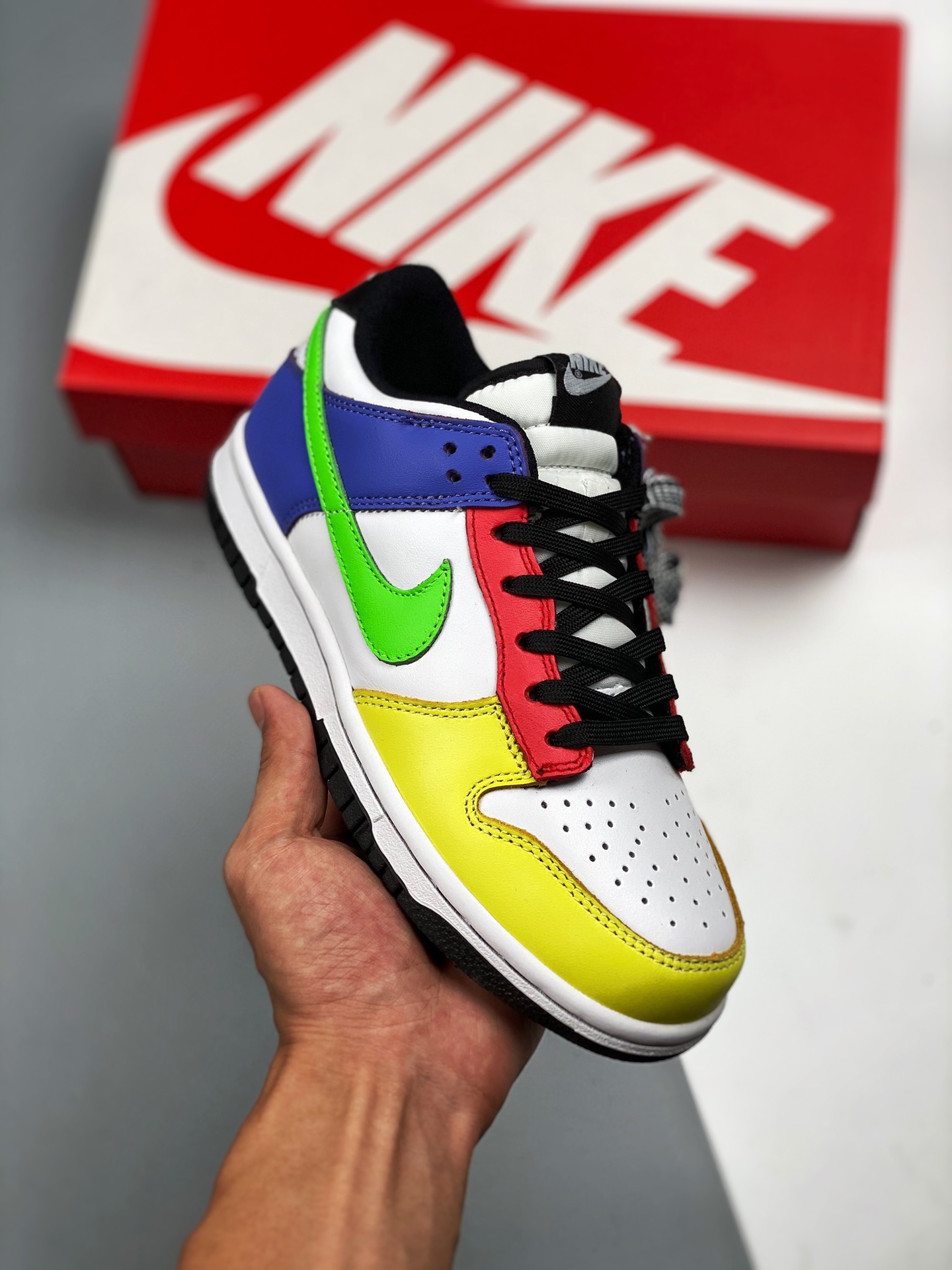 Oferta especial👋👋 Nike Dunk Low "Green Strike" amarillo, verde y azul, combinación de colores, material original de p…