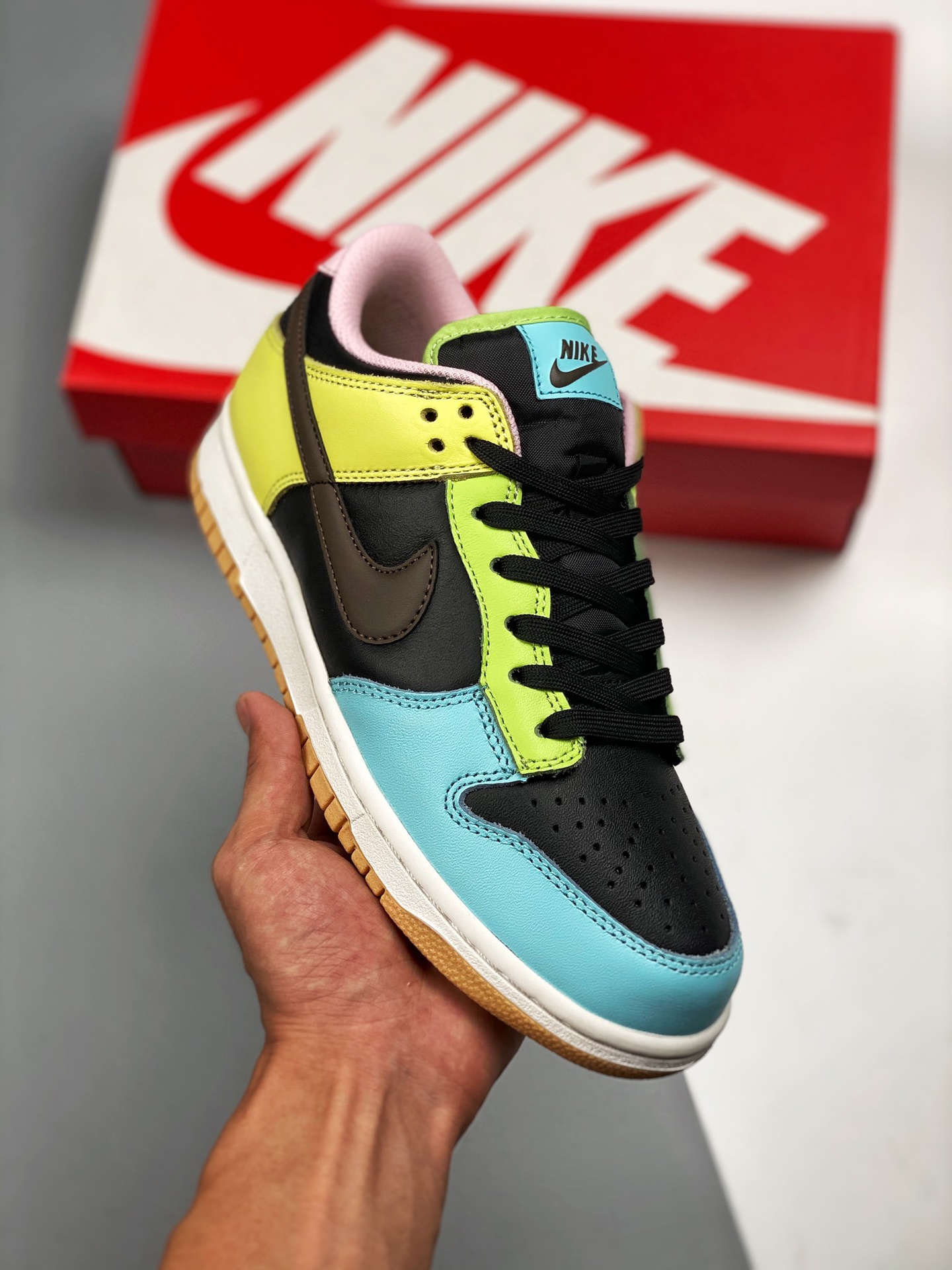 Special offer👋👋 Nike Dunk Low SE“Free 99” black yellow blue colorful patchwork, original top-layer material, exclusiv…