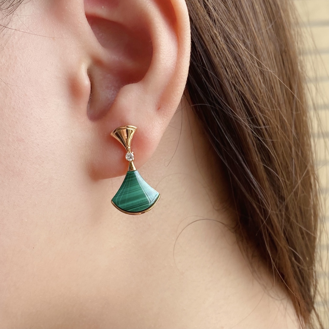 Bvlgari Divas'Dream Earrings Malachite Fan Skirt