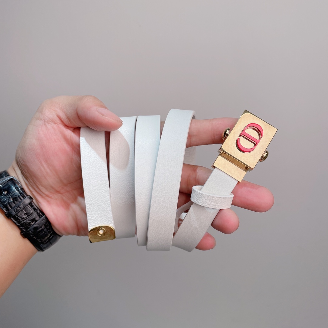 Diorrpolytechnique Belt: White Smooth Calfskin with CD Signature Buckle 4 i1629184501 2489 2