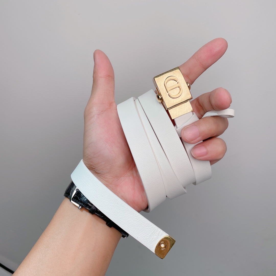Diorrpolytechnique Belt: White Smooth Calfskin with CD Signature Buckle 6 i1629184501 9624 4