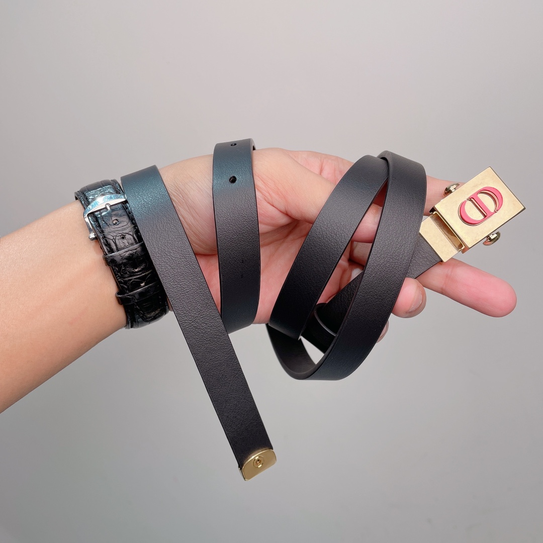 Diorrpolytechnique Black Leather Belt for Women With CD Buckle,17 mm 1 i1629184583 3481 0