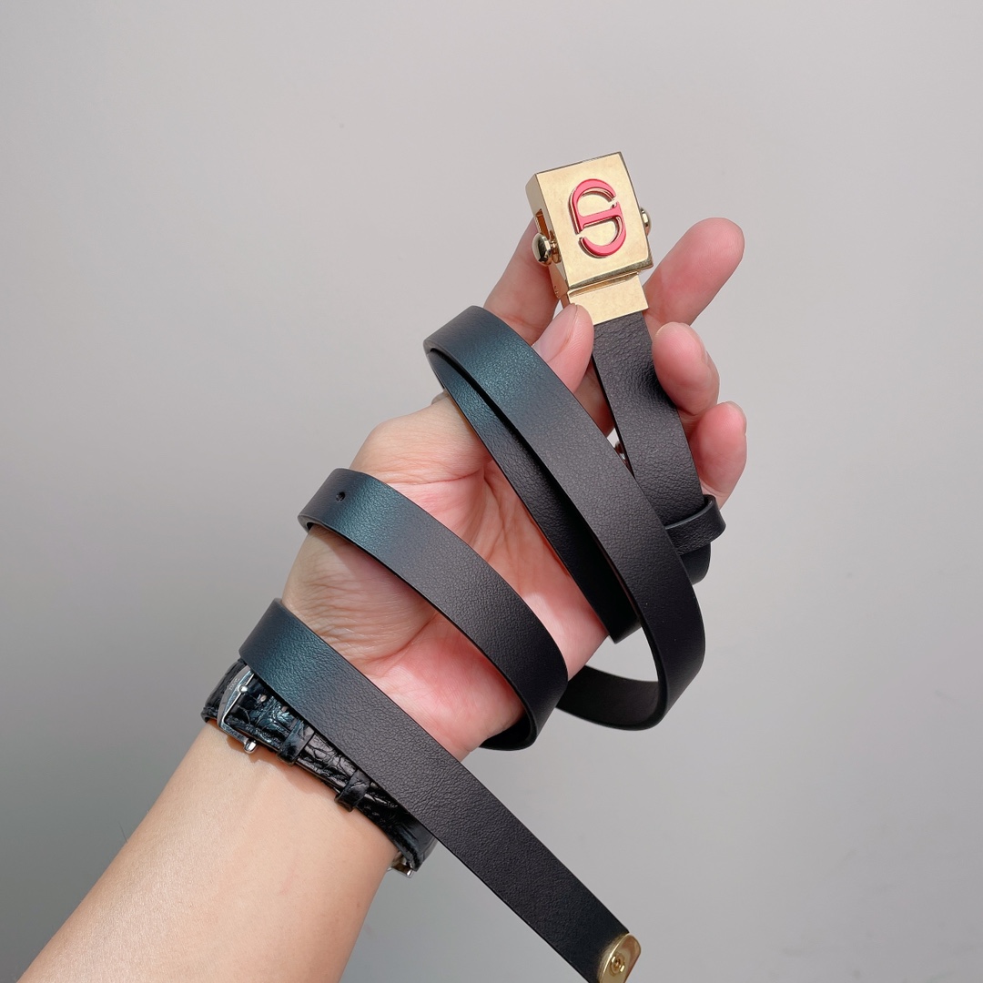 Diorrpolytechnique Black Leather Belt for Women With CD Buckle,17 mm 2 i1629184583 7952 1