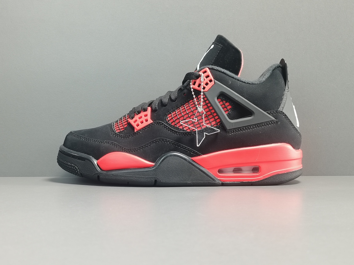  渠道优势，支持代发！
【纯原：AJ4】黑红 雷电  Air Jordan 4 ＂Red Thunder
