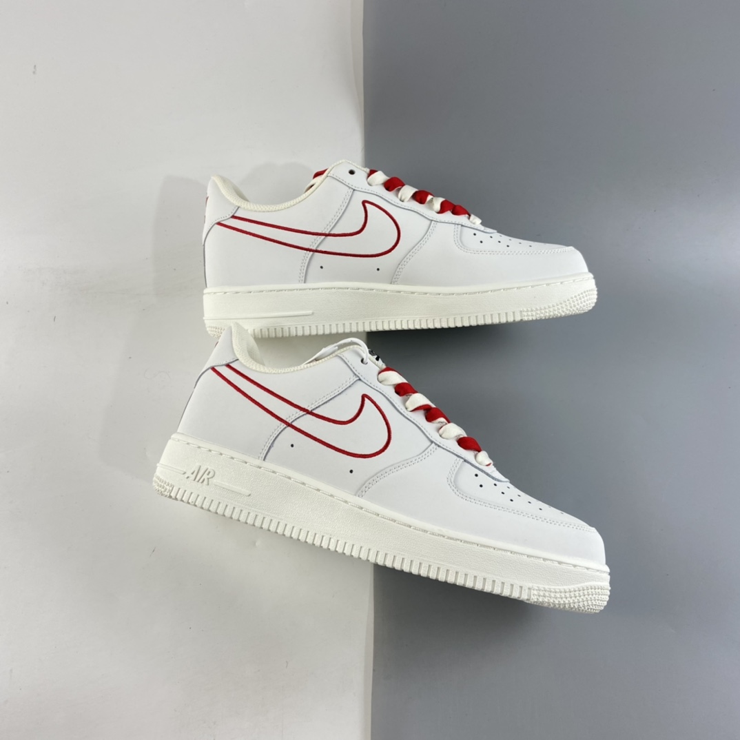 P240  NIKE Air Force 1 Low ’07  “米白红电绣勾”空军一号低帮休闲板鞋  CL6326-108