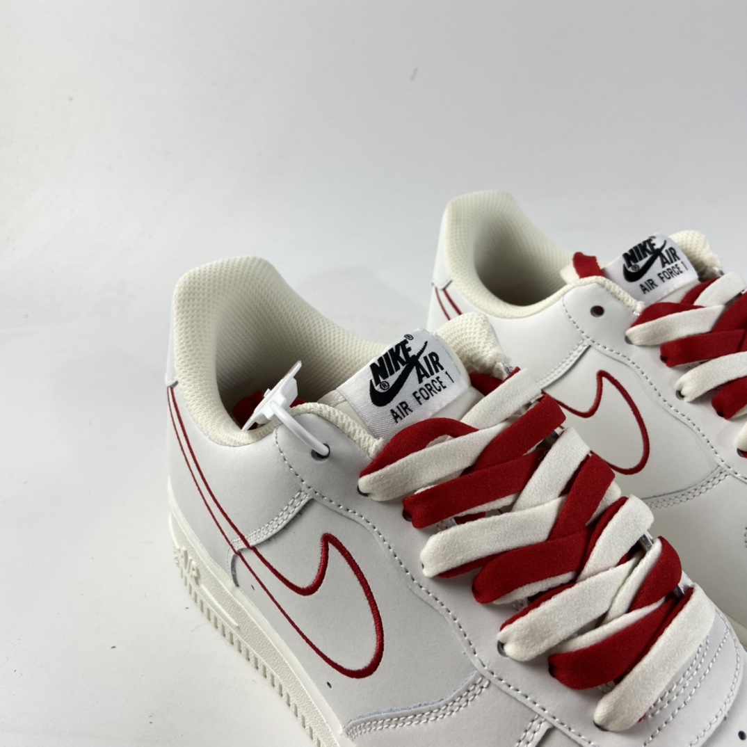 P240  NIKE Air Force 1 Low ’07  “米白红电绣勾”空军一号低帮休闲板鞋  CL6326-108