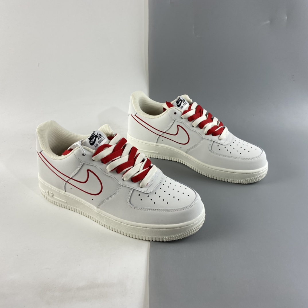 P240  NIKE Air Force 1 Low ’07  “米白红电绣勾”空军一号低帮休闲板鞋  CL6326-108