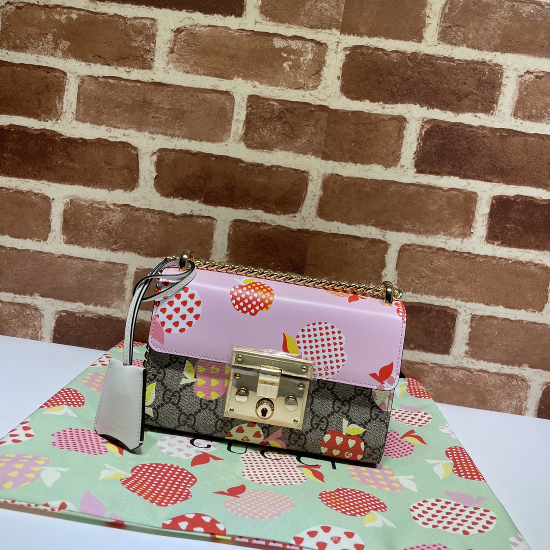 GUCCI古驰Padlock系列心苹果图案小号肩背包409487