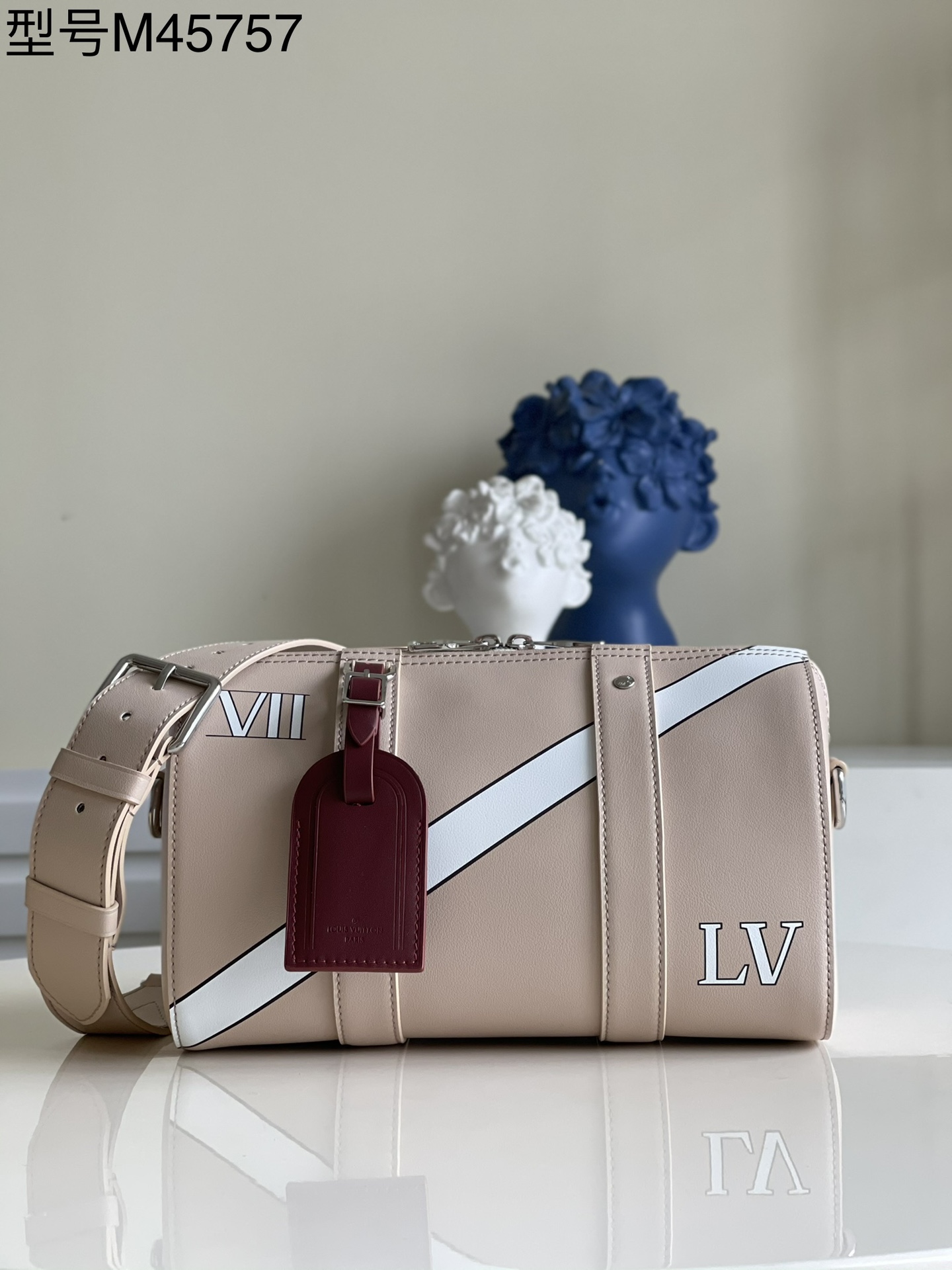Louis Vuitton LV Keepall Bags Handbags Apricot Color Blue Canvas City M45757