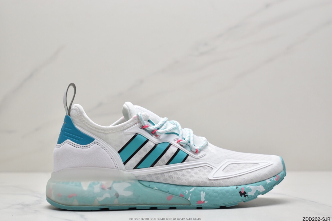230 阿迪达斯Adidas Originals ZX 2K Boost 全新爆米花缓震休闲运动跑鞋GX5373