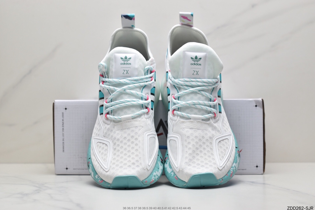 230 阿迪达斯Adidas Originals ZX 2K Boost 全新爆米花缓震休闲运动跑鞋GX5373