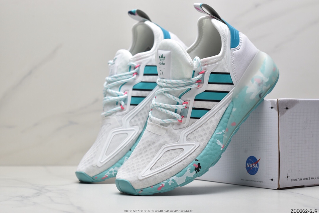 230 阿迪达斯Adidas Originals ZX 2K Boost 全新爆米花缓震休闲运动跑鞋GX5373