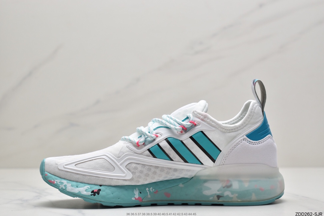 230 阿迪达斯Adidas Originals ZX 2K Boost 全新爆米花缓震休闲运动跑鞋GX5373