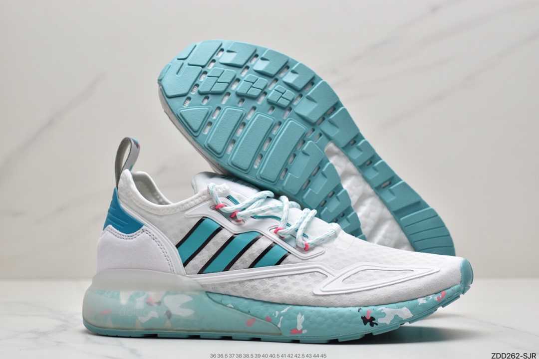230 阿迪达斯Adidas Originals ZX 2K Boost 全新爆米花缓震休闲运动跑鞋GX5373