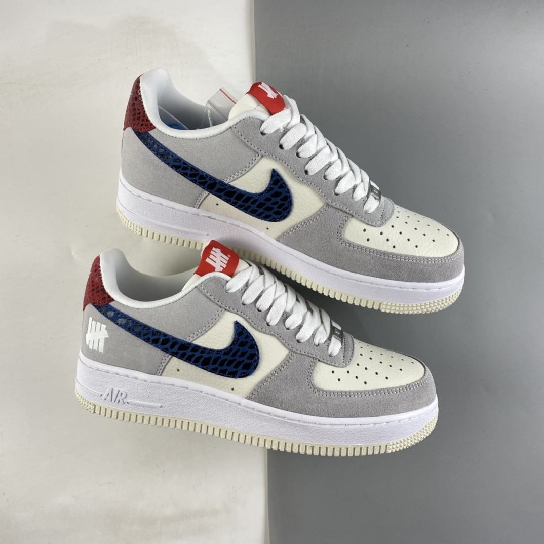 P240  Undefeated x NIKE Air Force 1 Low 灰蓝红 蛇纹 詹姆斯同款 空军一号低帮休闲板鞋 DM8461-001