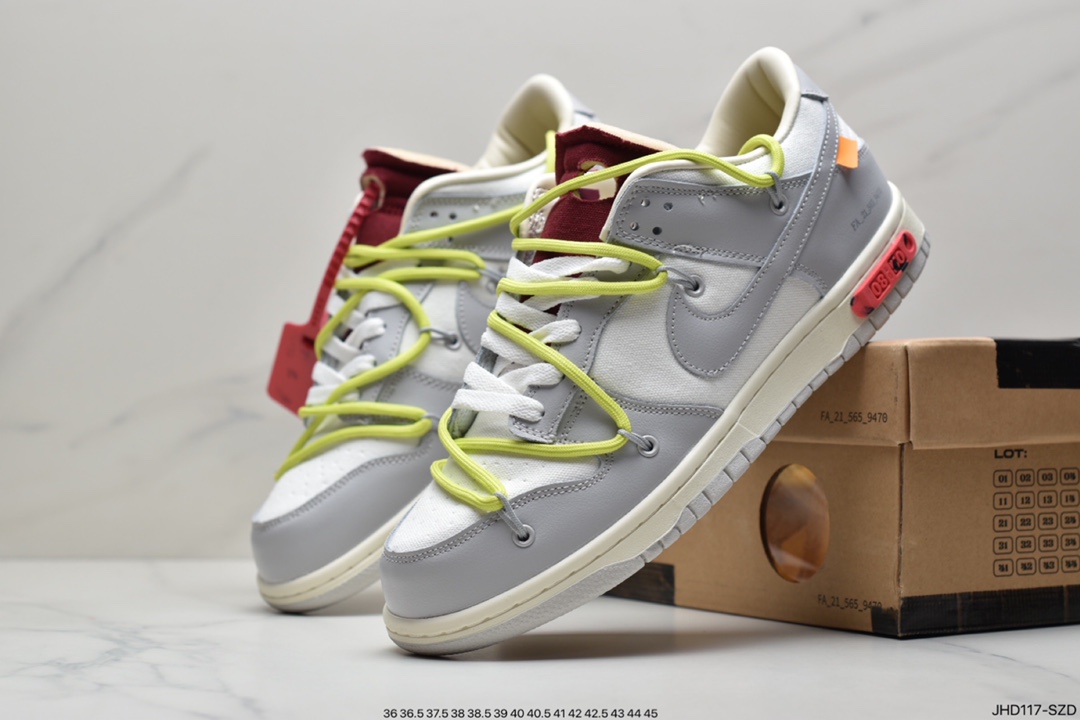 190 耐克Nike OFF-WHITE x Futura x Nike Dunk Low“21 of 50 三方联名白灰紫低帮休闲板鞋DM1602-106