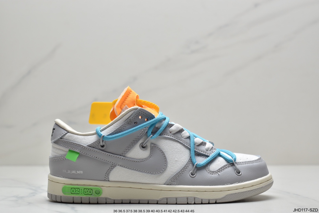 190 耐克Nike OFF-WHITE x Futura x Nike Dunk Low“21 of 50 三方联名白灰紫低帮休闲板鞋DM1602-106