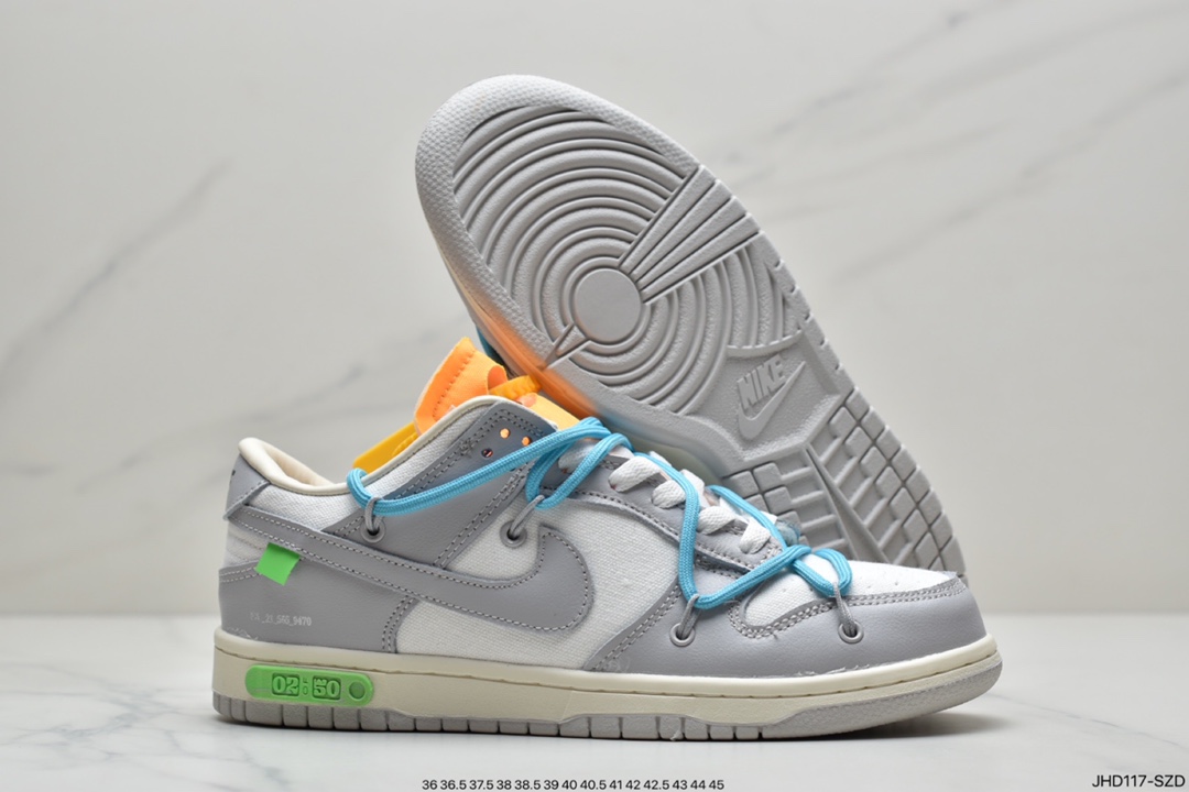 190 耐克Nike OFF-WHITE x Futura x Nike Dunk Low“21 of 50 三方联名白灰紫低帮休闲板鞋DM1602-106