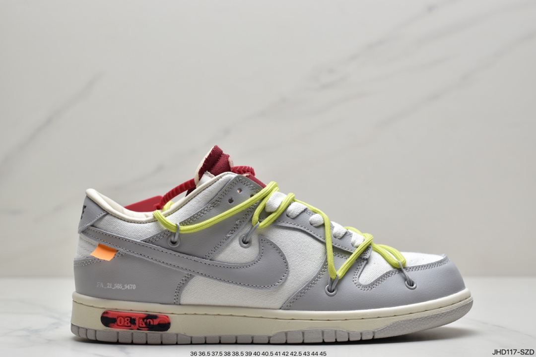 190 耐克Nike OFF-WHITE x Futura x Nike Dunk Low“21 of 50 三方联名白灰紫低帮休闲板鞋DM1602-106