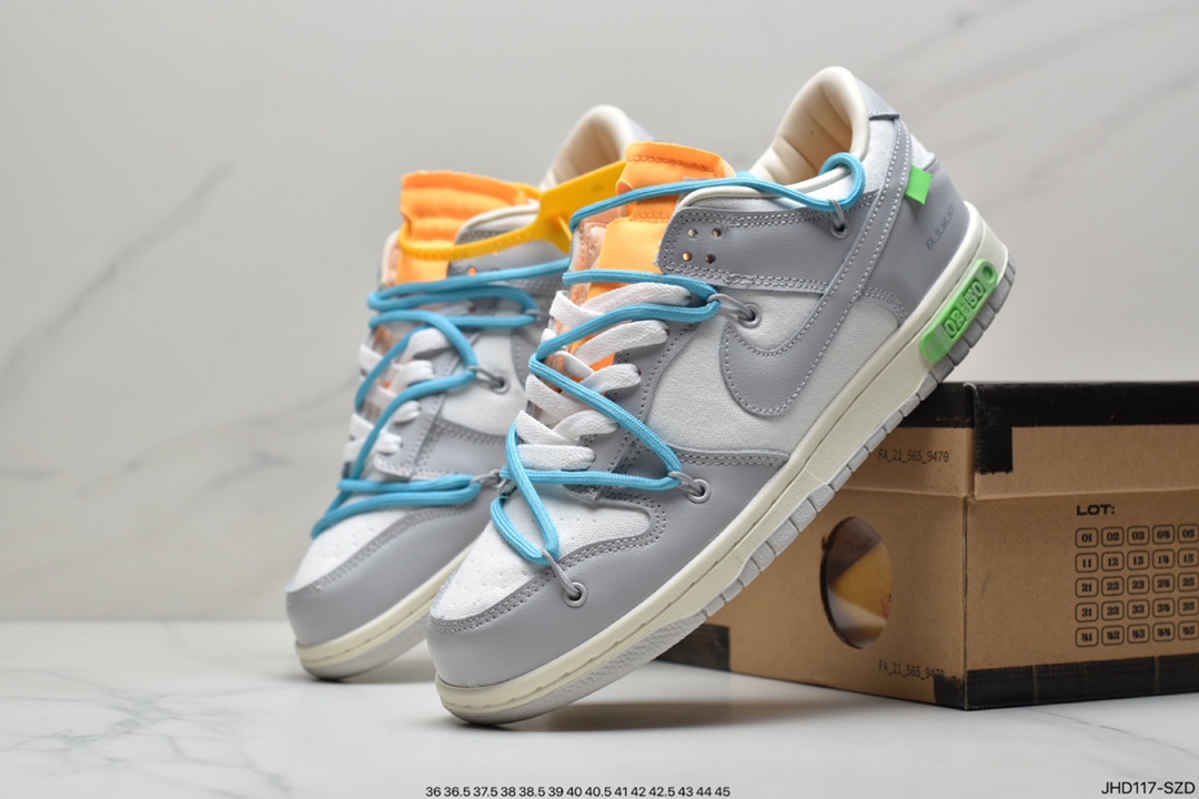 190 耐克Nike OFF-WHITE x Futura x Nike Dunk Low“21 of 50 三方联名白灰紫低帮休闲板鞋DM1602-106