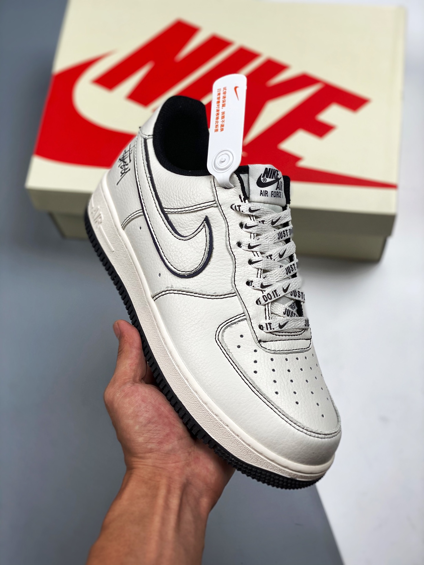NK Air Force 1 Low colaboración Stussy beige negro reflectante horma original cartón original estilo puro de la Fuerza …