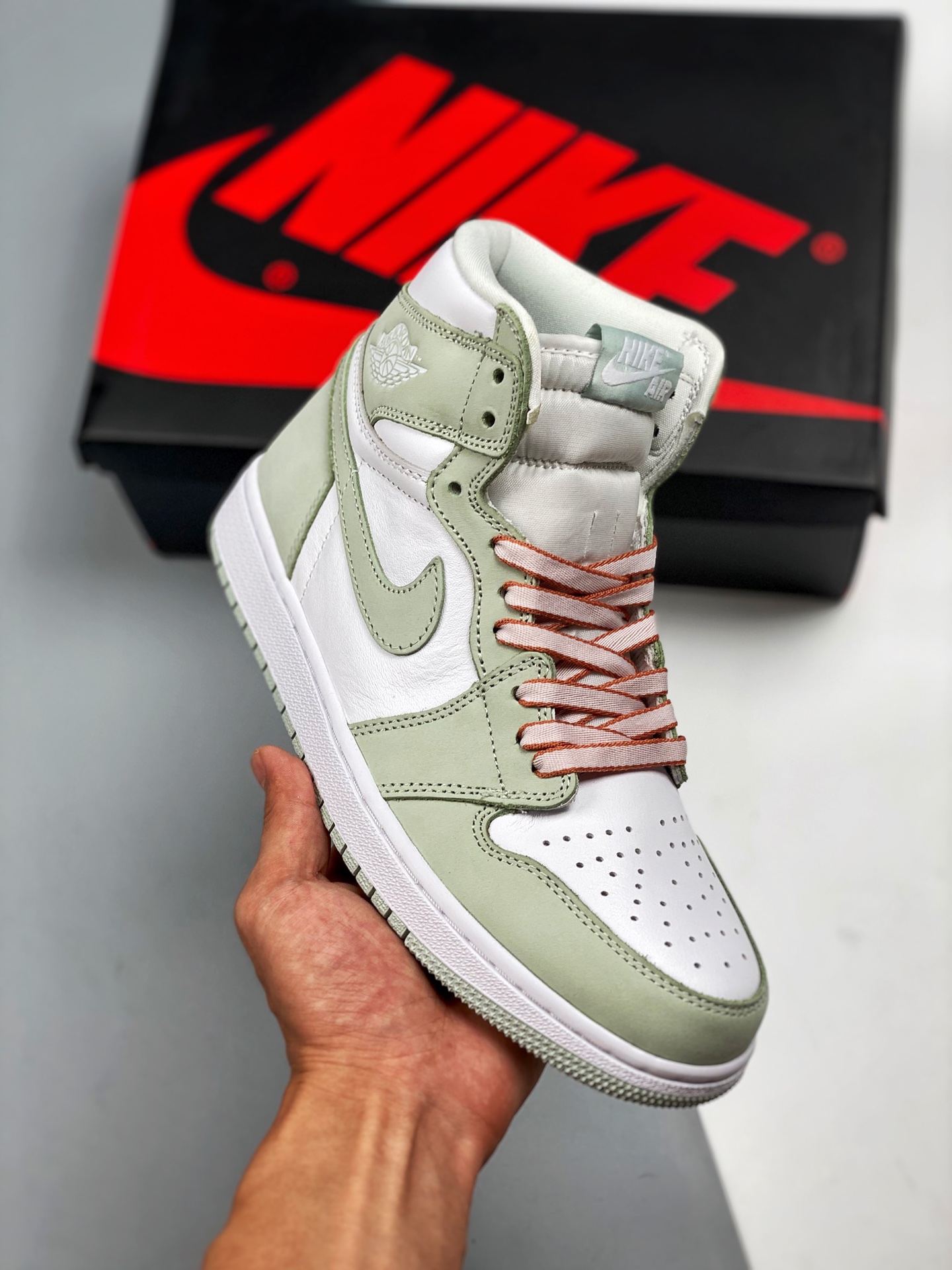 Air Jordan 1 Retro High OG blanco y verde, salvia, producción original de fábrica importante, techo de calidad en el mi…