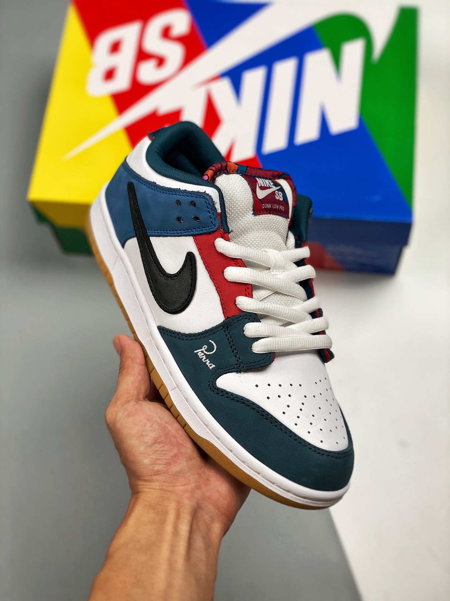 Parra x Nike SB Dunk Low combinación de dos colores, producción pura de fábrica #etiqueta tejida de fábrica original, c…