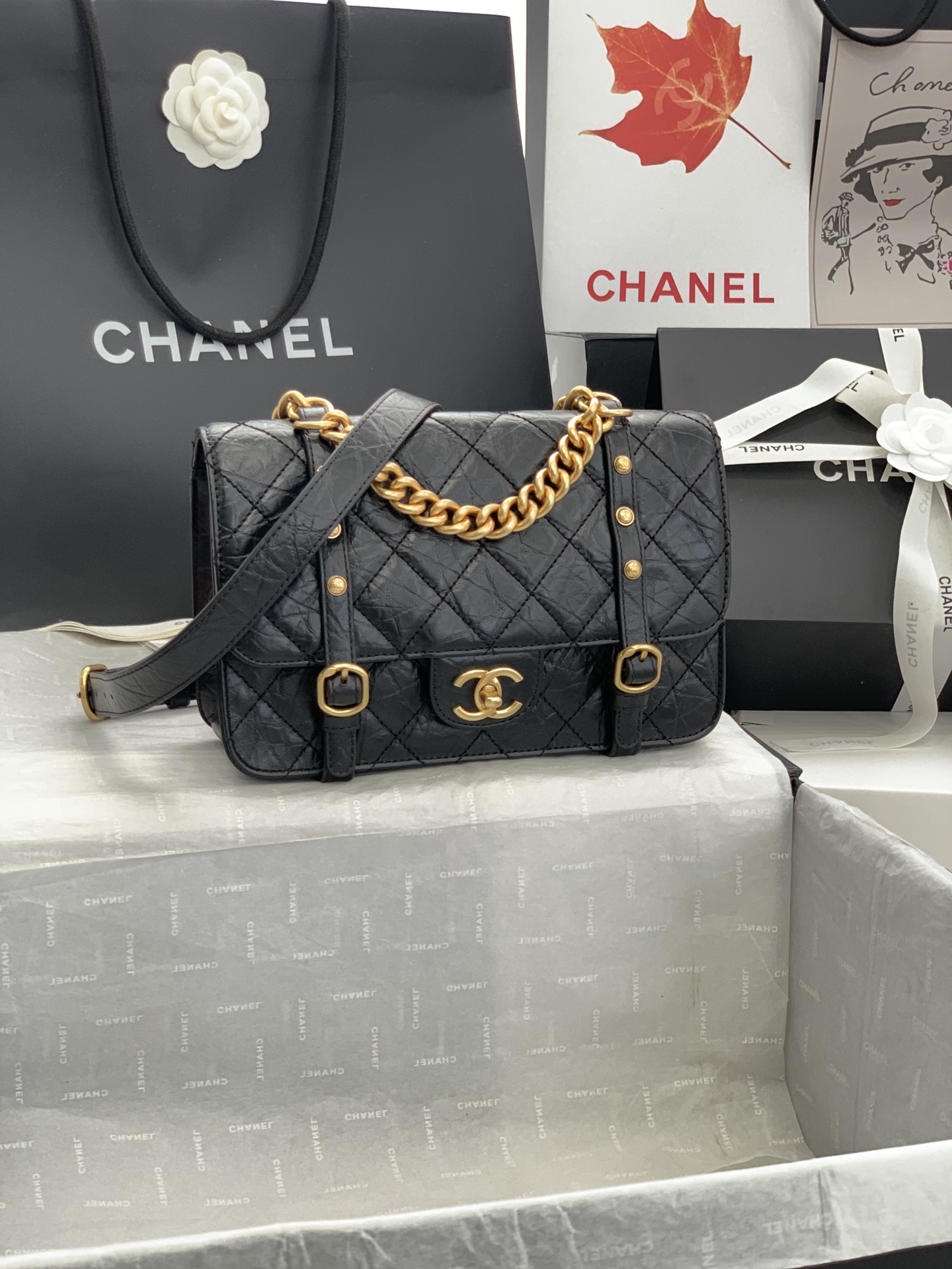 Chanel Matelasse Chain Shoulder Bag Leather