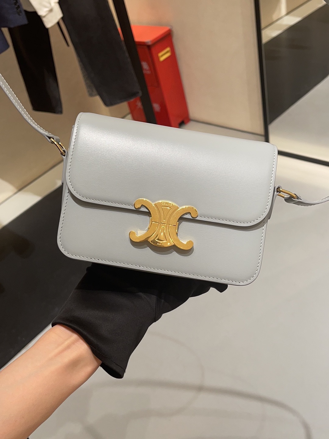 CELINE TEEN TRIOMPHE 18.5CM BAG 188423卵石灰色