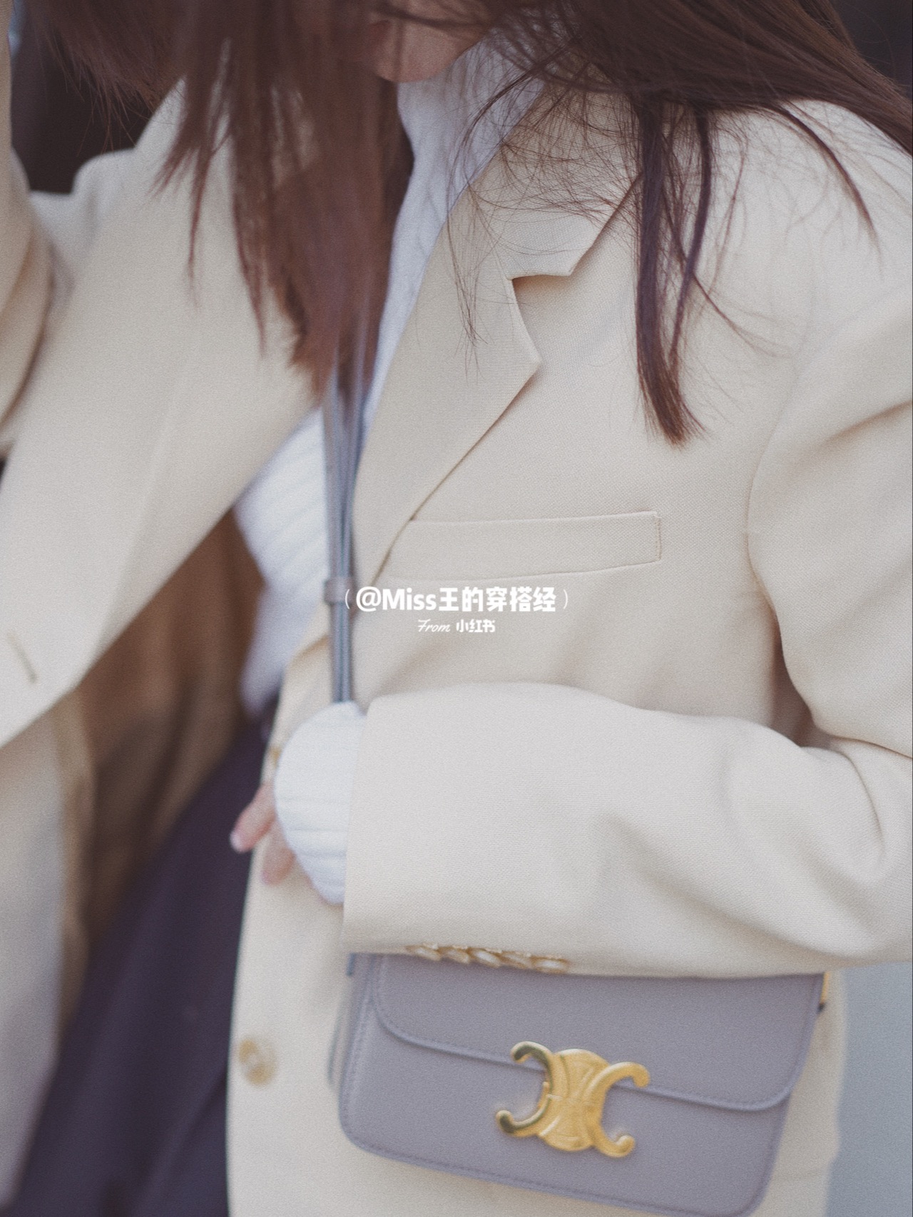 CELINE TEEN TRIOMPHE 18.5CM BAG 188423卵石灰色