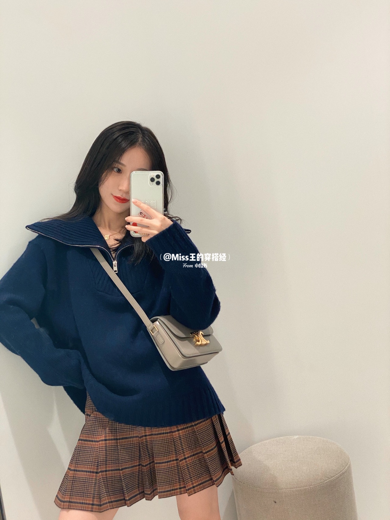 CELINE TEEN TRIOMPHE 18.5CM BAG 188423卵石灰色
