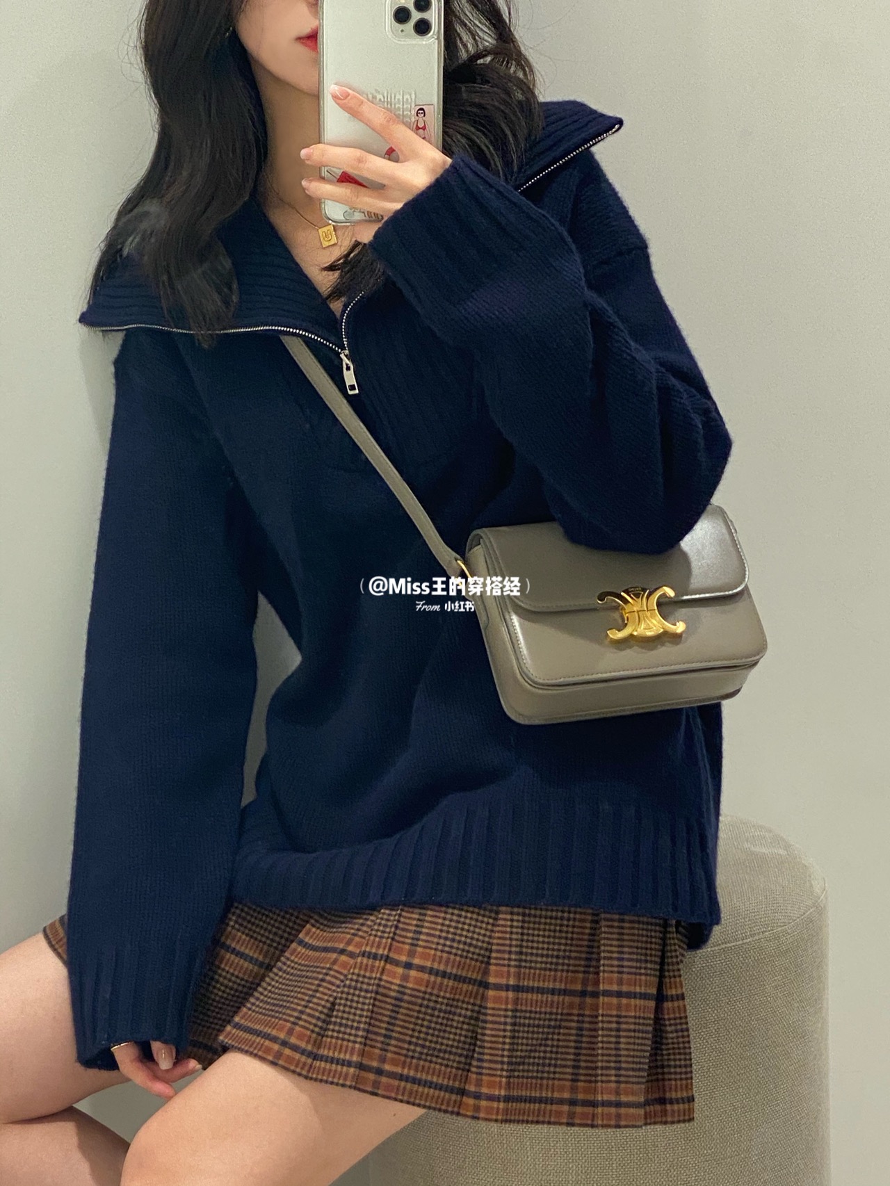 CELINE TEEN TRIOMPHE 18.5CM BAG 188423卵石灰色