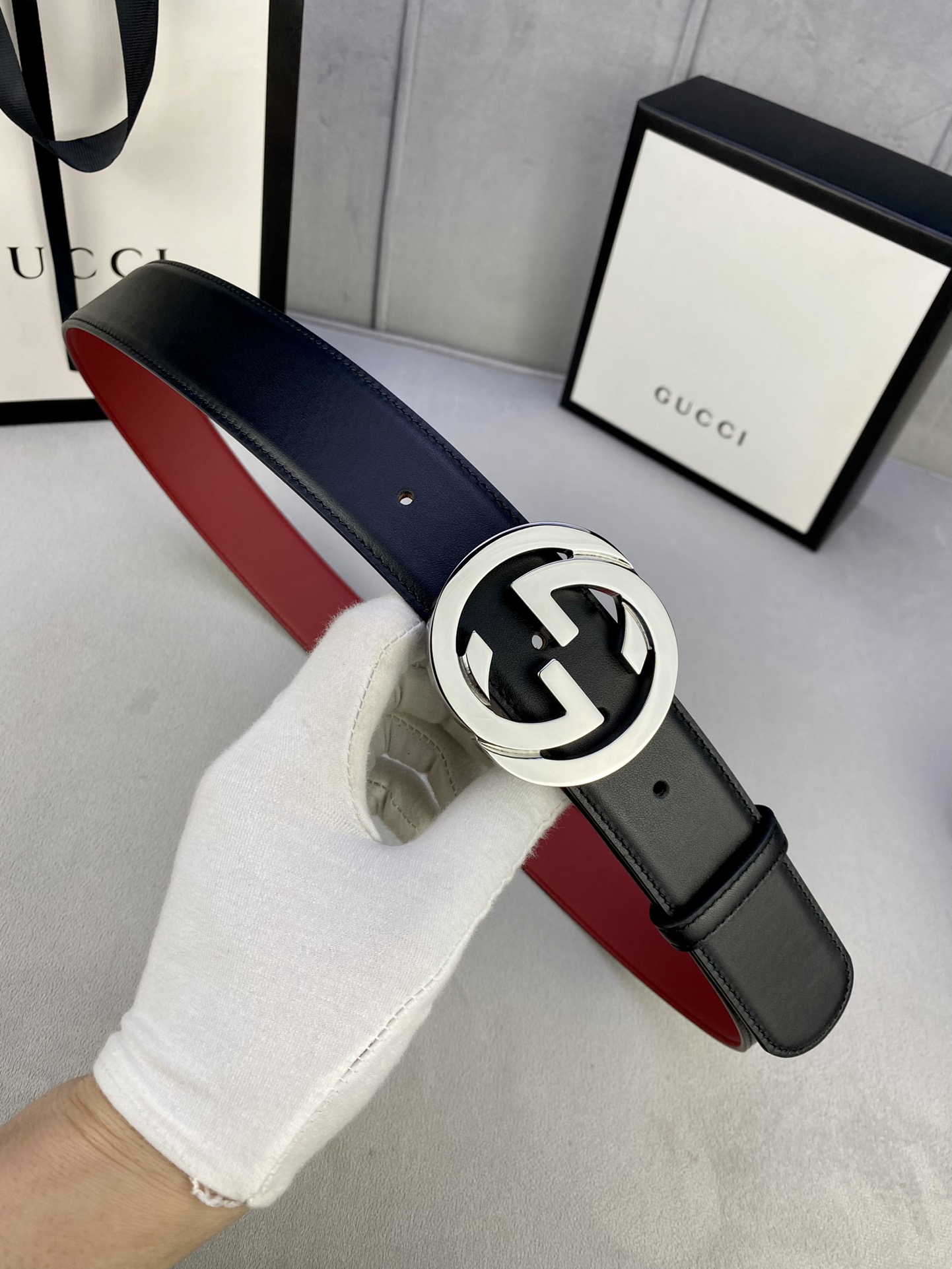 宽度4.0cmgucci互扣式双G带
