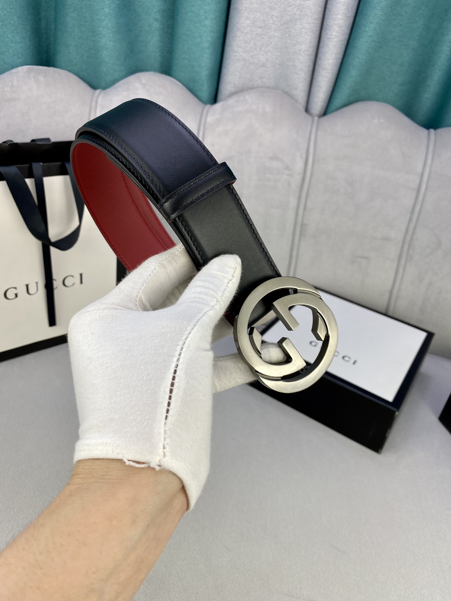 宽度4.0cmgucci互扣式双G带