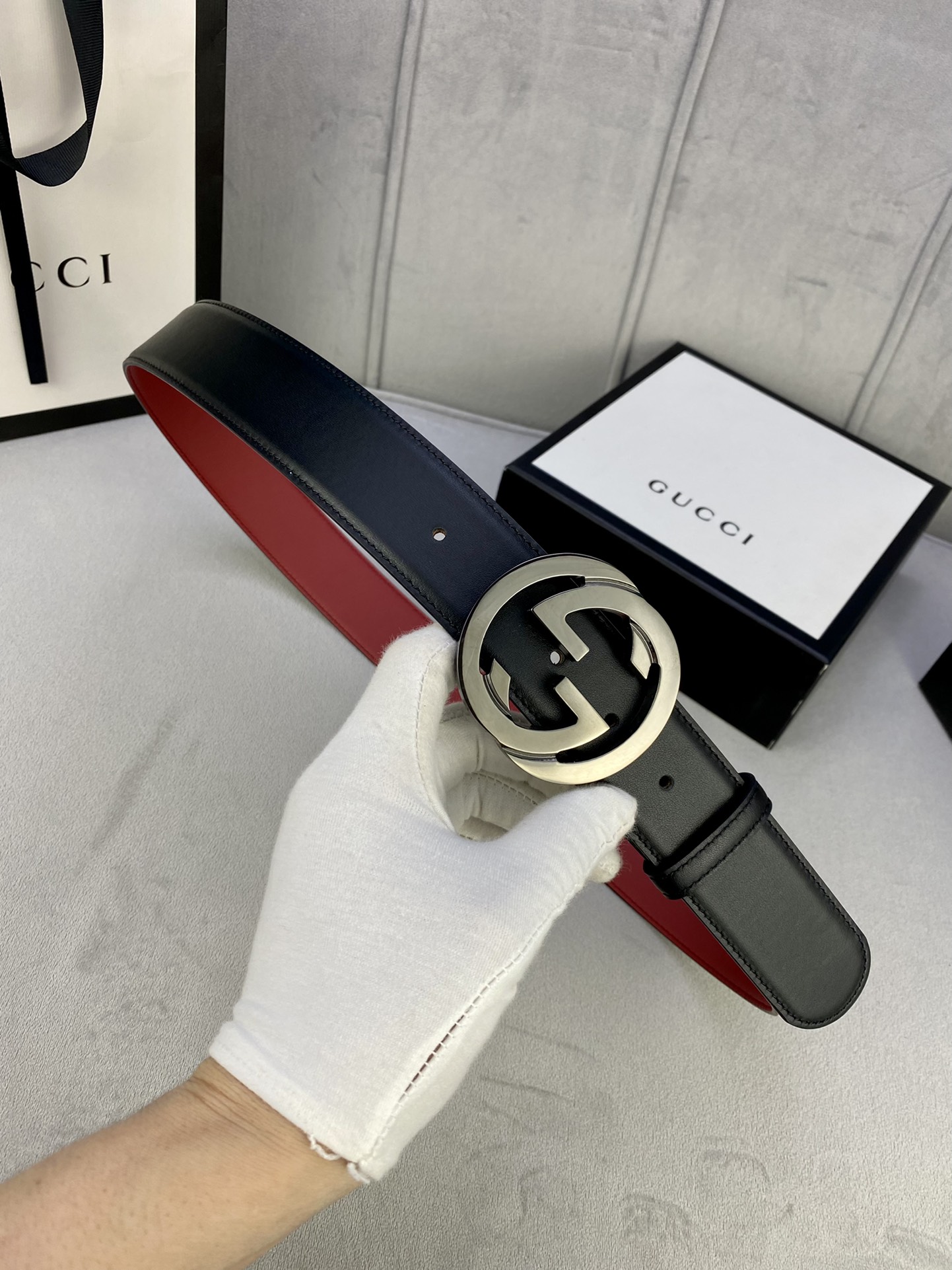 宽度4.0cmgucci互扣式双G带