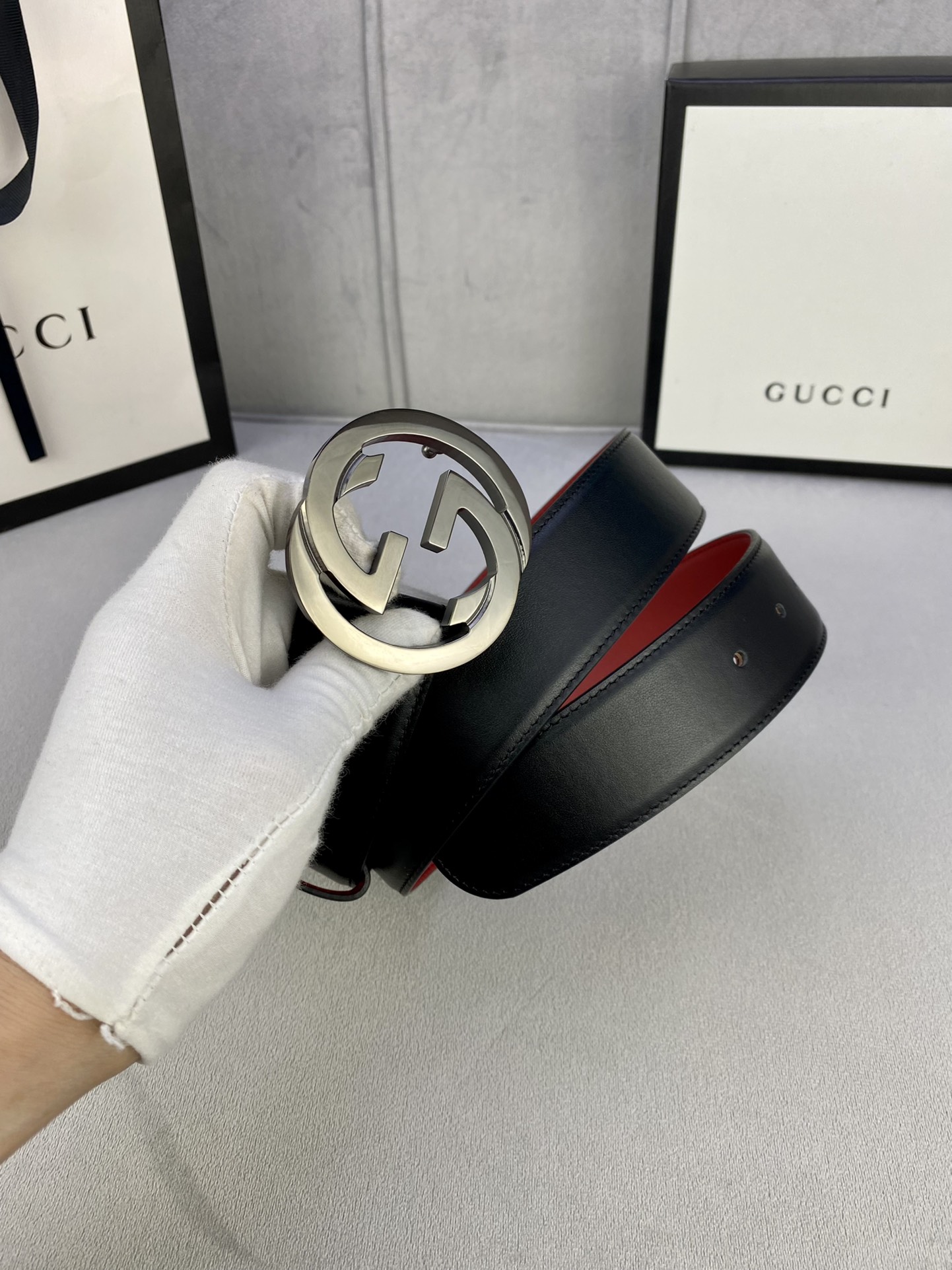 宽度4.0cmgucci互扣式双G带