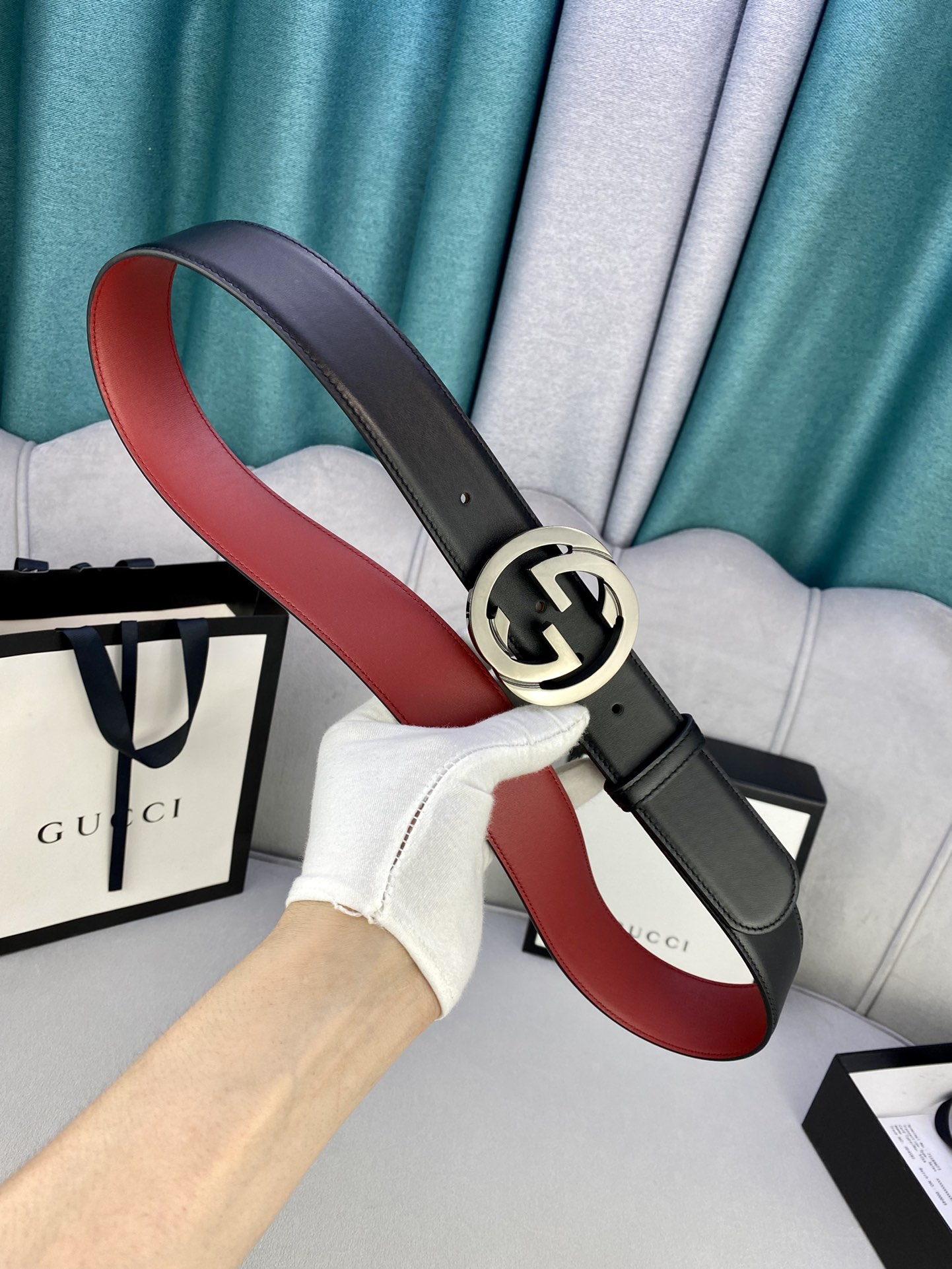 宽度4.0cmgucci互扣式双G带