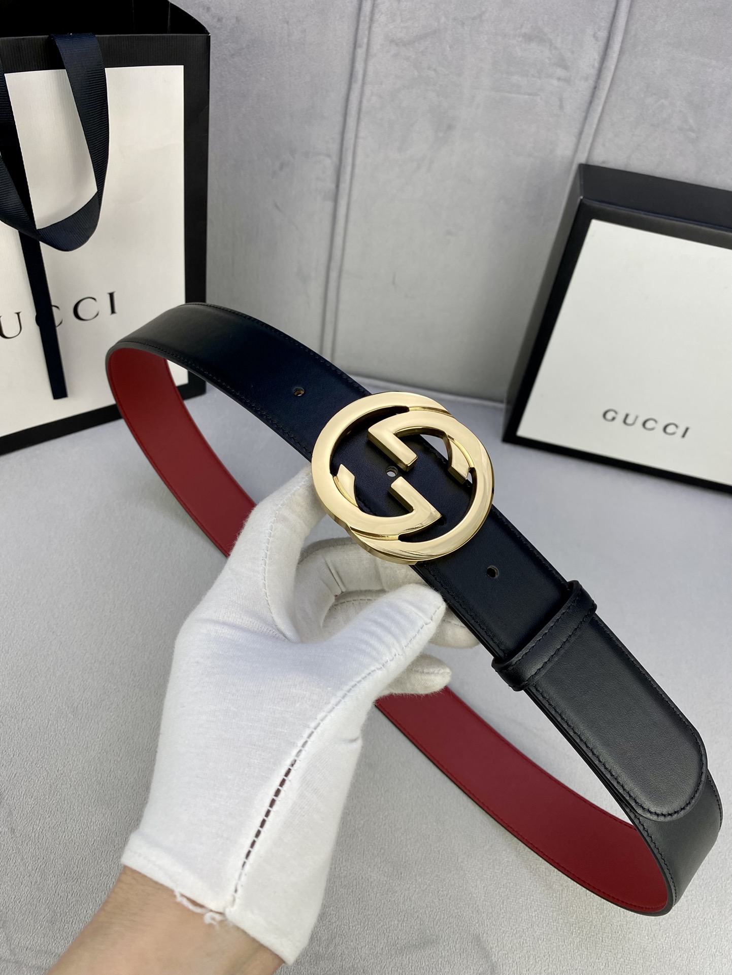 宽度4.0cmgucci互扣式双G带