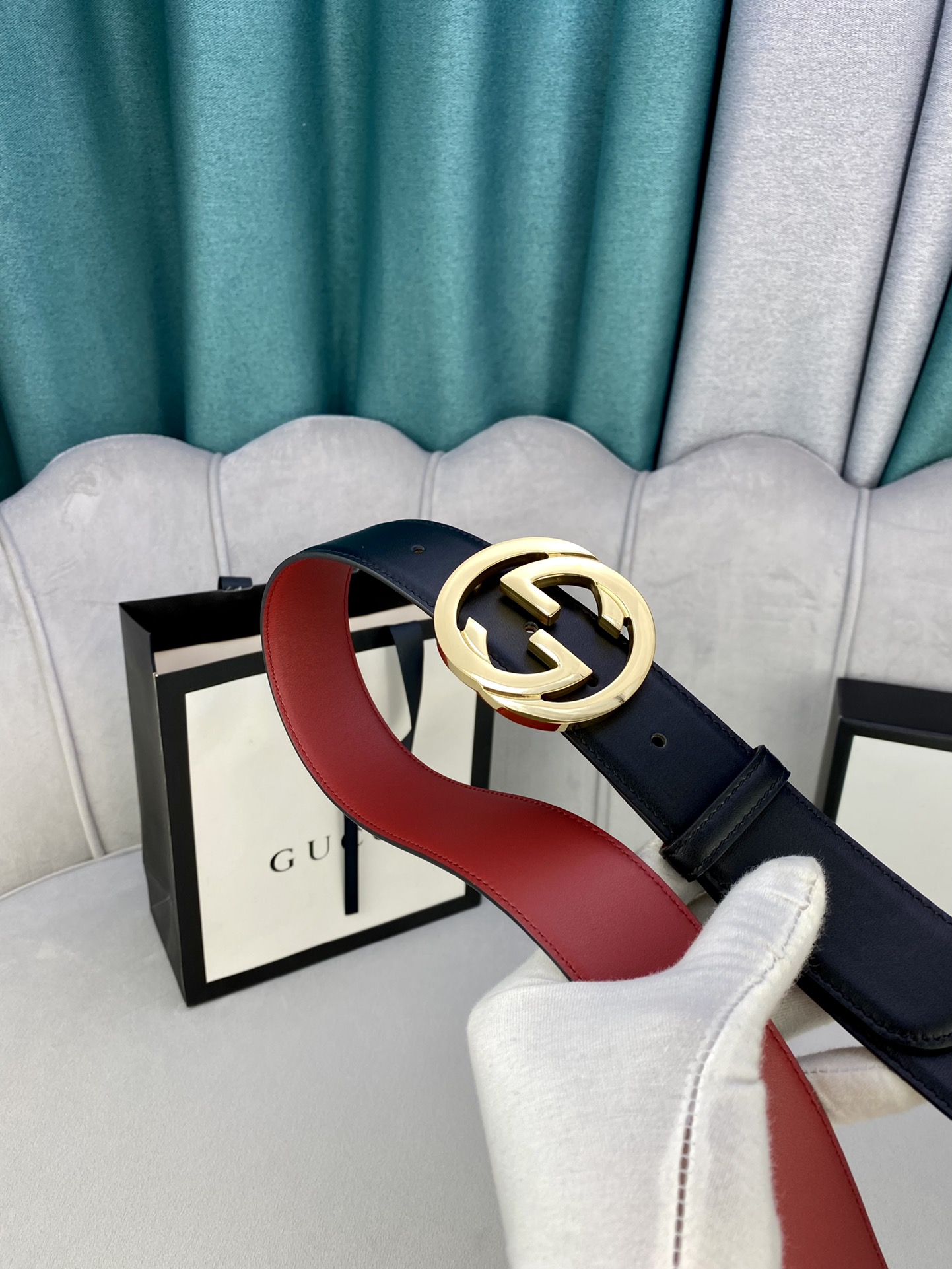 宽度4.0cmgucci互扣式双G带