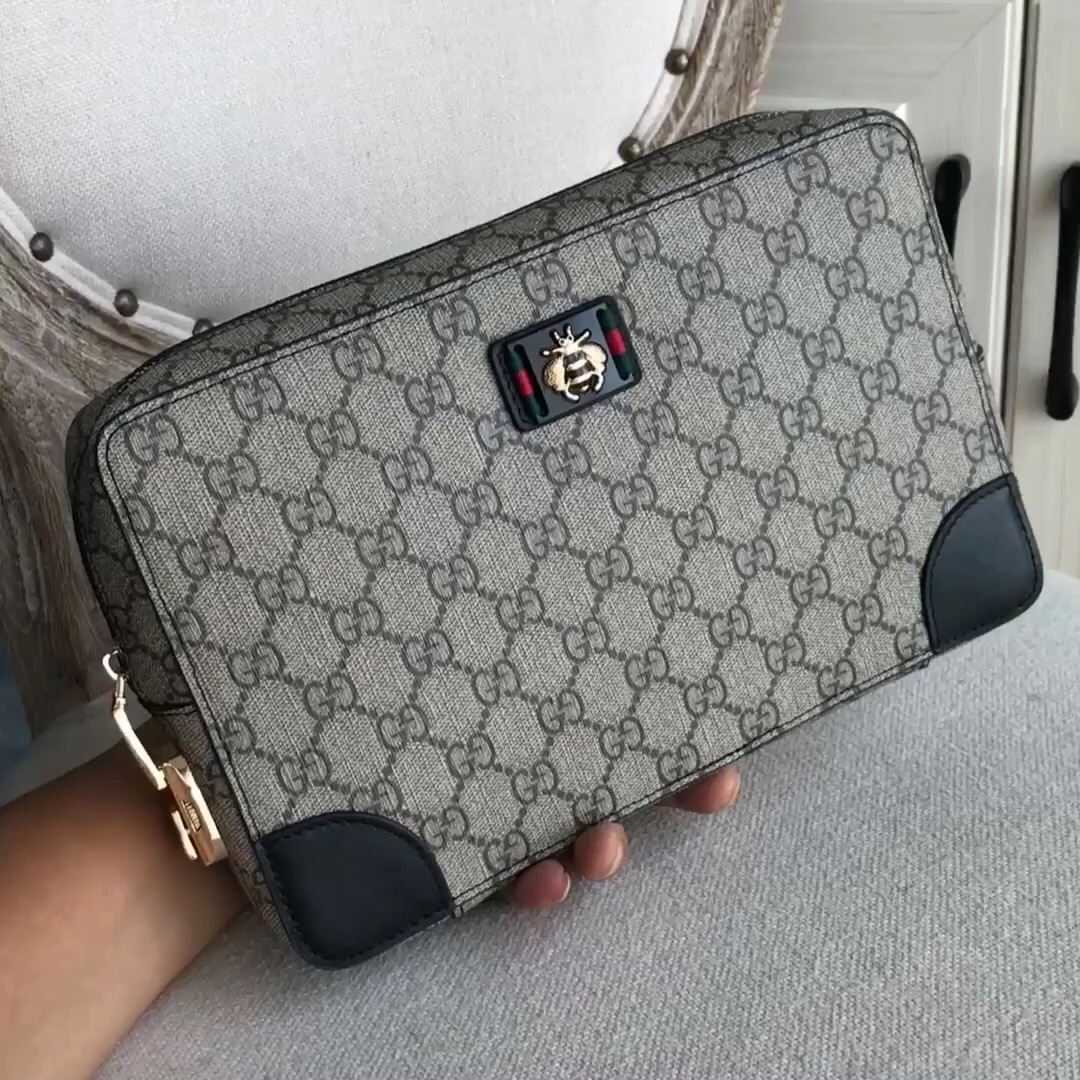 最新火爆款 古奇  Gucci 密码锁头层牛皮配专柜料男士手拿包大量出货