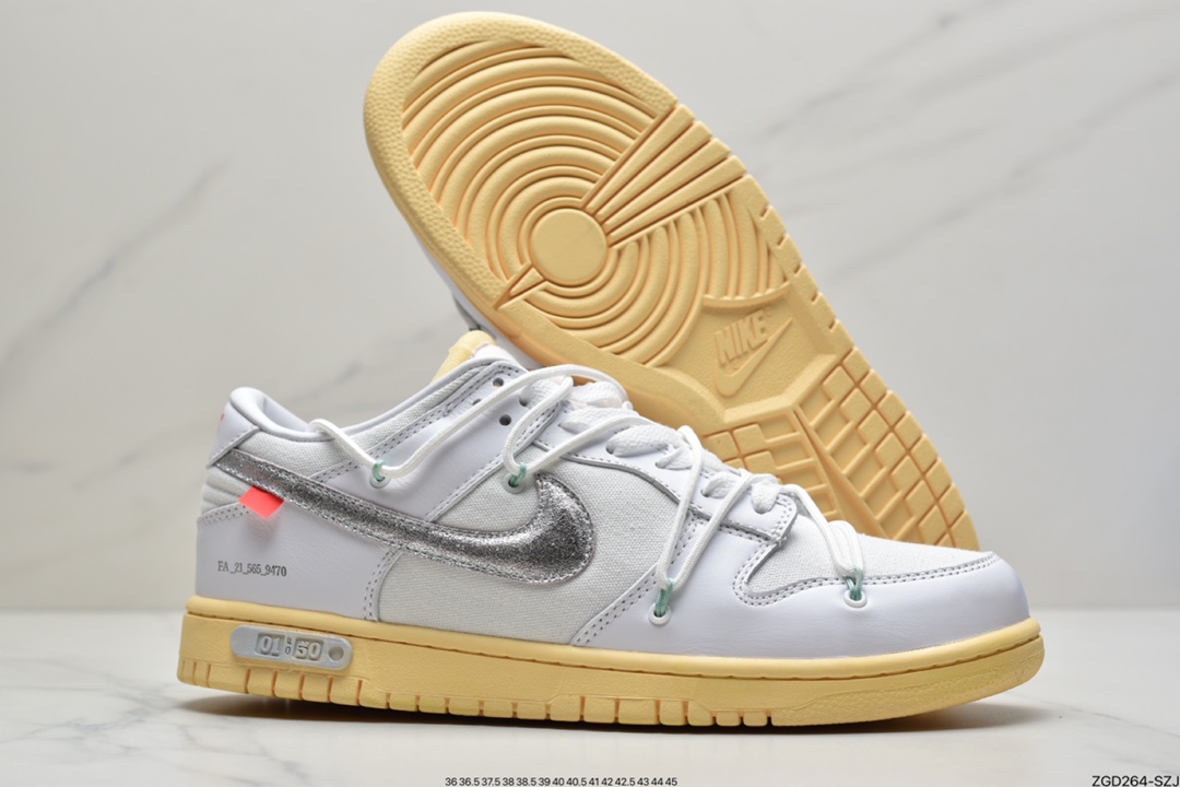 290 OFF-WHITE x Futura x Dunk Low“21 of 50 三方联名白灰紫低帮休闲板鞋DM1602-106